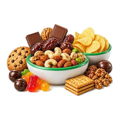 الحلويات والتسالي والمكسرات